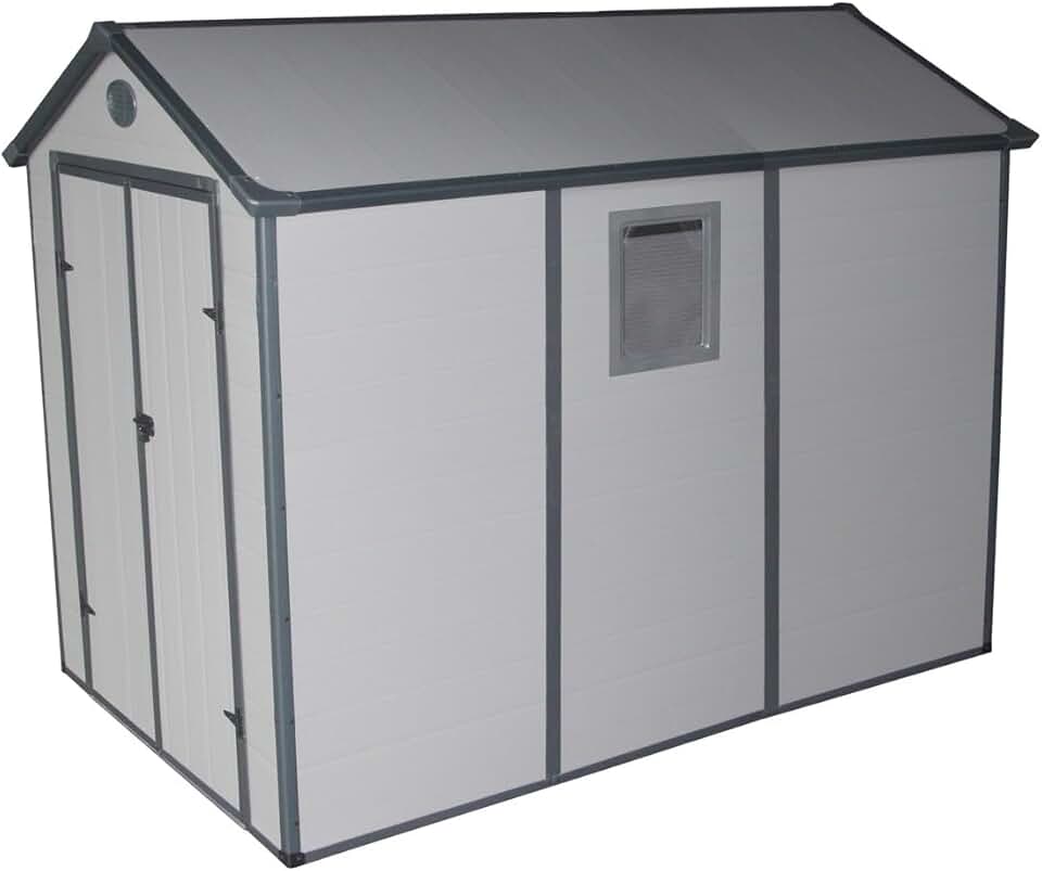 Jobu - abri de jardin série résine - 5,32 m² - kit fondation, toit pente