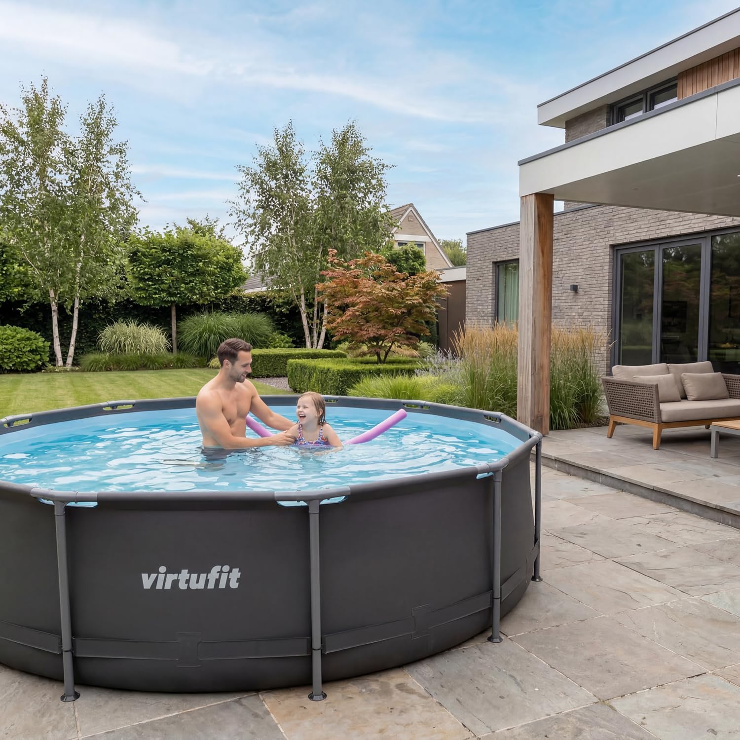 VirtuFit Piscine ronde - Ø244x76 cm - filtre inclus - Noir