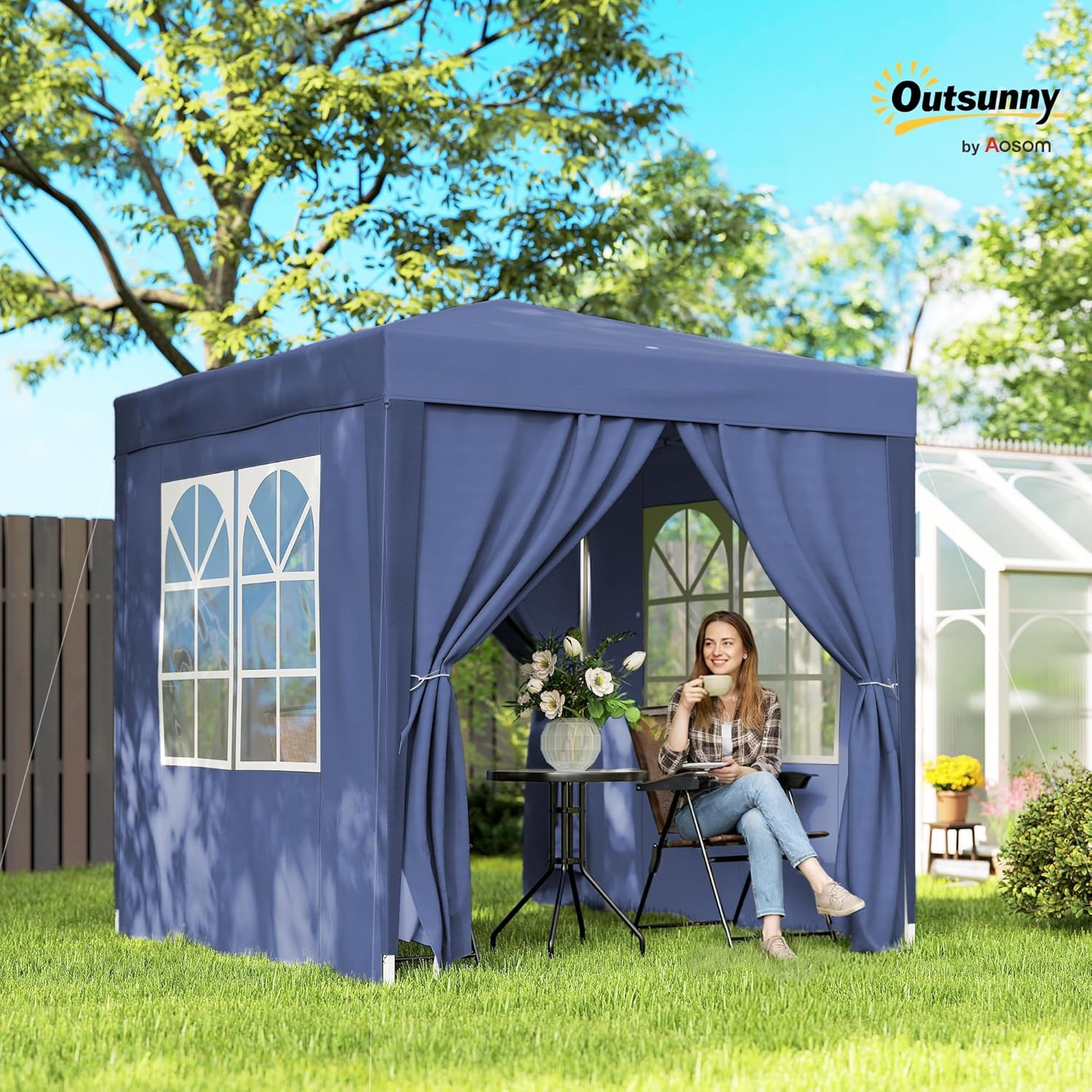 Outsunny - tonnelle pliante pop-up 2x2m - acier, UV, 4 côtés amovibles
