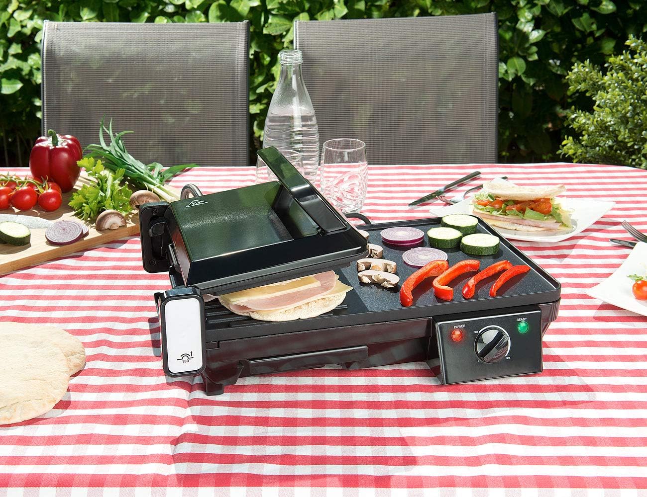 Rosenstein & Söhne - grille-plancha 2 en 1 2000W - table - cuisson rapide