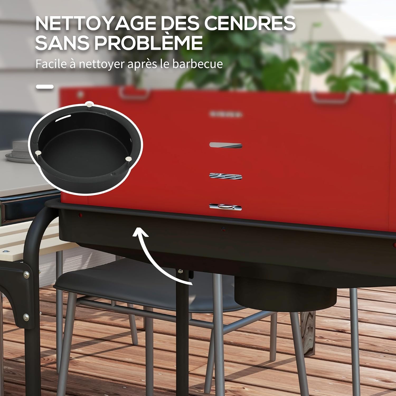 Outsunny - barbecue à charbon sur pied - 103x47x95cm - gril réglable, 2 roues, 3 étagères, bac à cendres