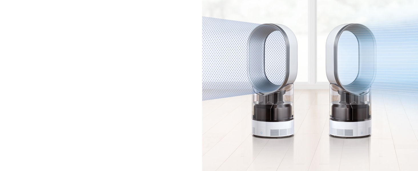 Deux humidificateurs Dyson fonctionnant avec des modes différents.
