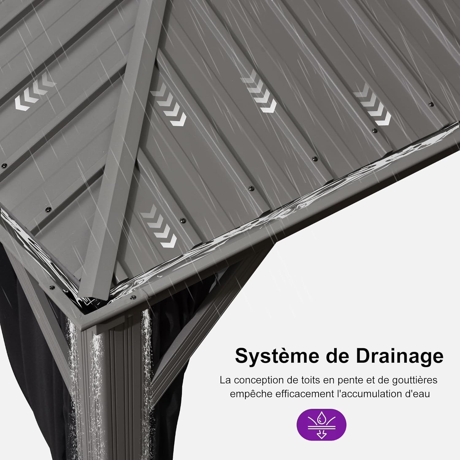 PURPLE LEAF - tonnelle double toit - 4,25x6m - alu, moustiquaire, rideaux
