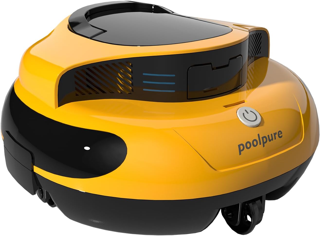 POOLPURE Robot de Piscine 2026 - Temps de Nettoyage de 100 Minutes - Double Moteur - Voyants LED - Fonction de stationnement Automatique - Étanchéité IPX8 - Aspirateur de Piscine sans Fil - Jaune