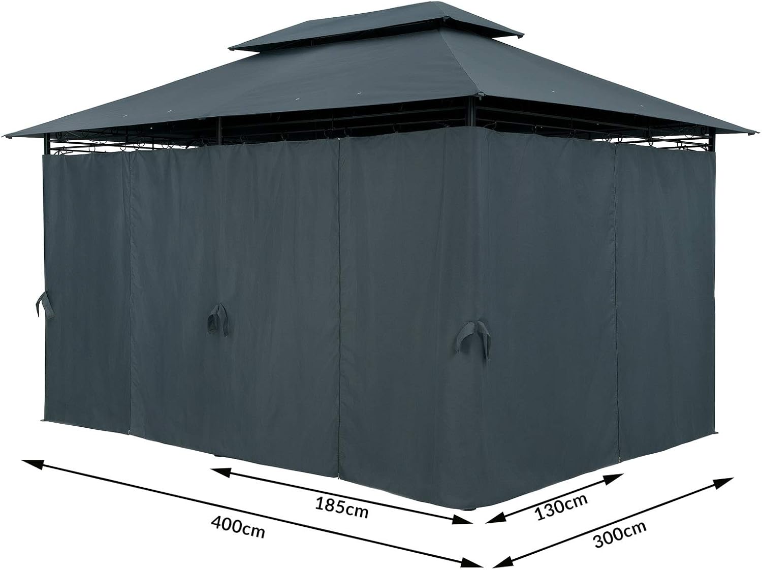 CASARIA - Pavillon de Jardin Topas 3x4m, métal, UV50+, hydrofuge, anthracite