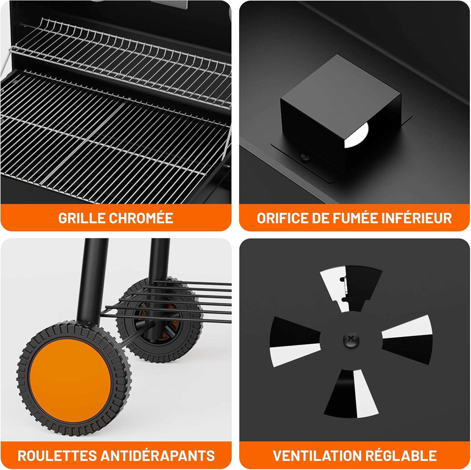 KEYO Grill 23 pouces barbecue pentagonal, chromé, 469 Sq In-23 Pouces