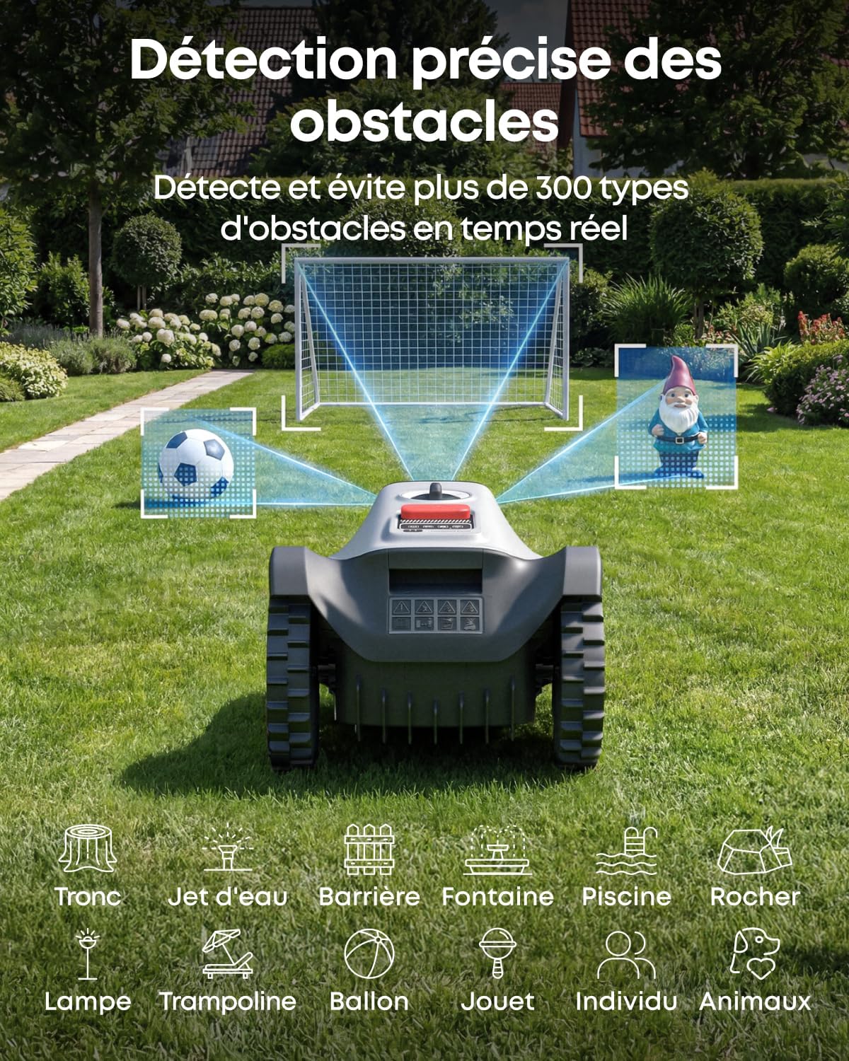 eufy - C15 robot tondeuse - 500 m² - garage, sans fil, détection obstacles, Ride-On-Edge