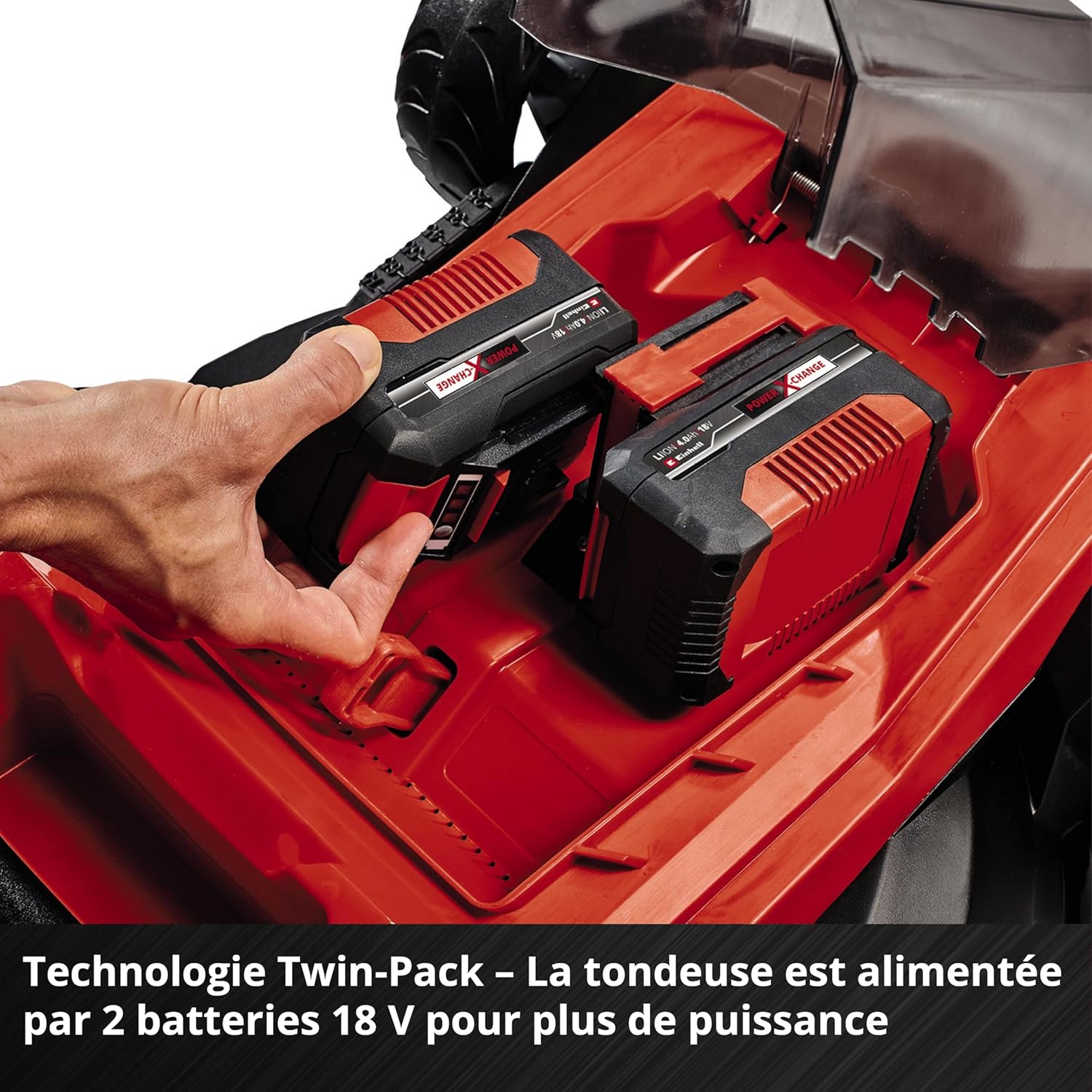 Einhell Tondeuse à Gazon sans Fil GE-CM 36/43 Li M-Solo PXC (36 V, Largeur de Coupe 43 cm, Jusqu’à 600 m², Moteur sans Charbon, Fonction Mulching, bac 63 L, Hauteur de Coupe 25-75 mm, sans Batterie)