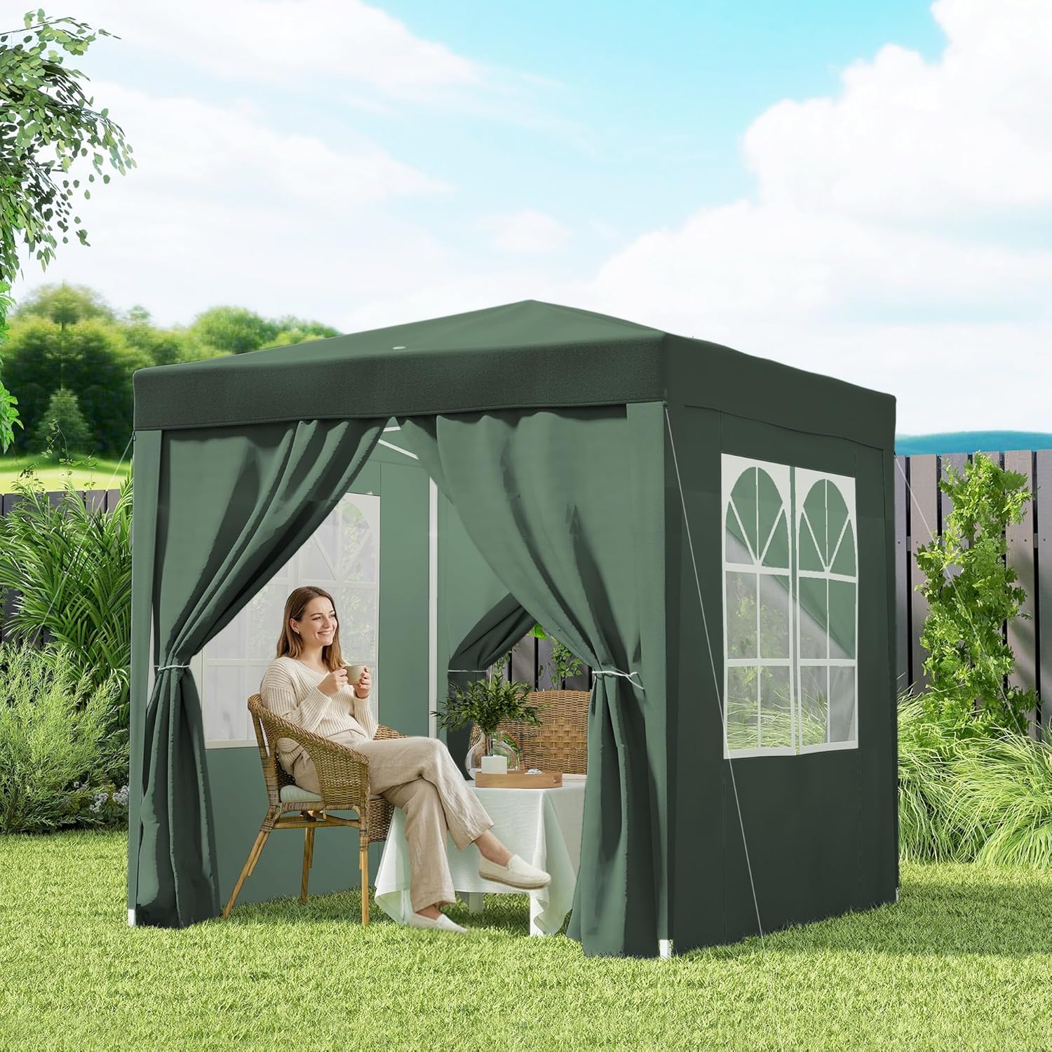 Outsunny - tonnelle pop-up réglable 2x2m, acier, UV, 4 côtés, vert