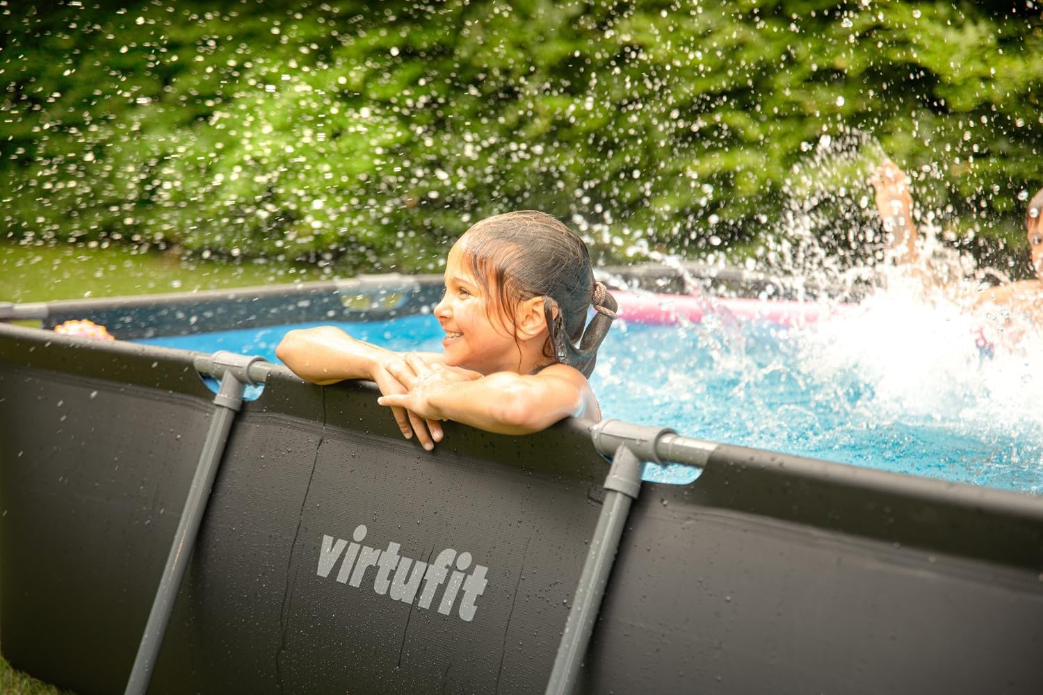 VirtuFit - Piscine rectangulaire Série Noire - 300x210x66 cm - filtre inclus