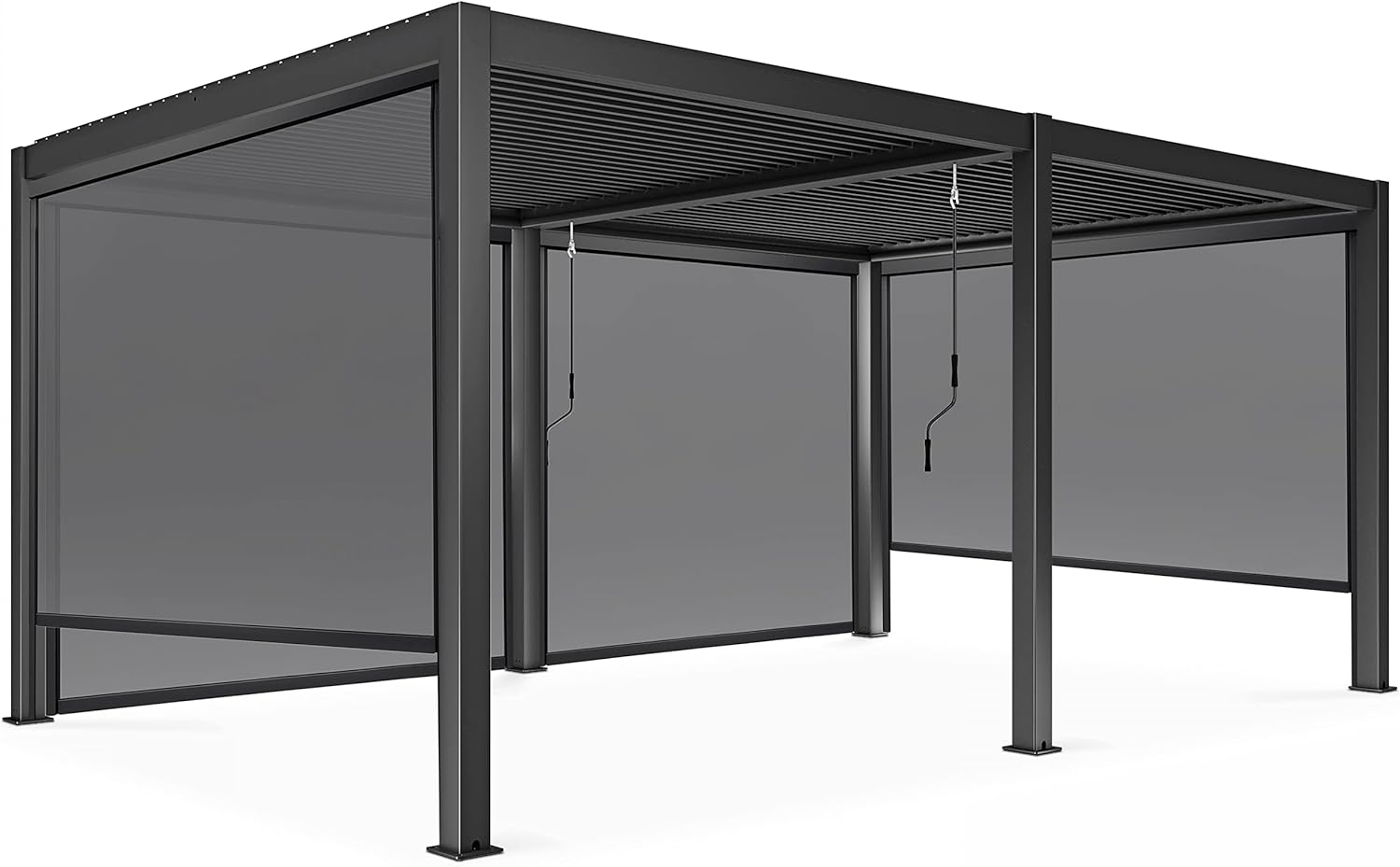 Oviala - Pergola bioclimatique autoportée - 3x6m - 4 stores gris