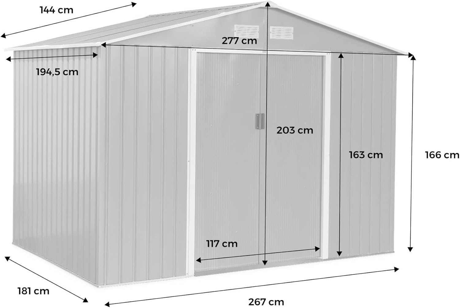 Alice's Garden - FERRAIN - 5,29m² - métal, double porte, fixation sol, vert et blanc
