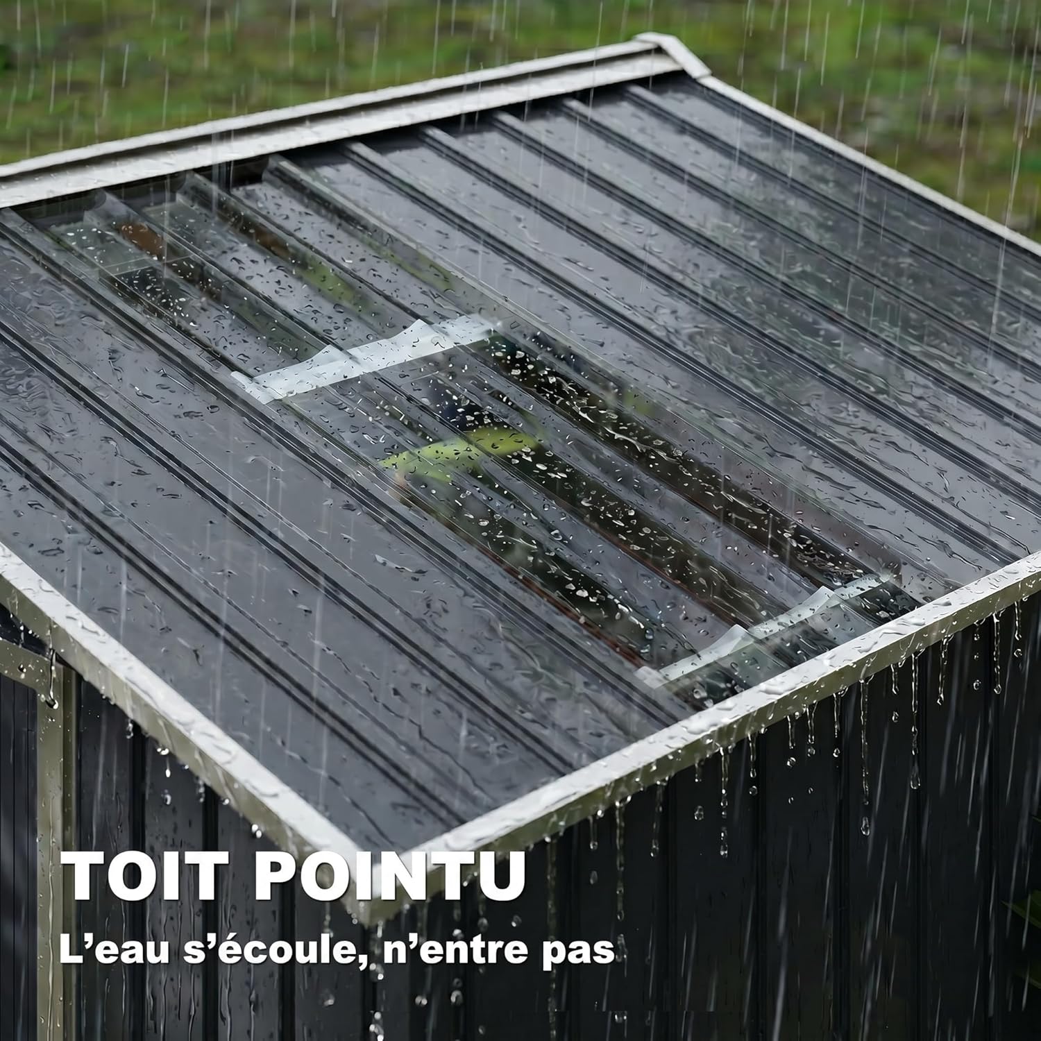 Outsunny - Abri métal avec fondation, porte coulissante, 213x130x185 cm