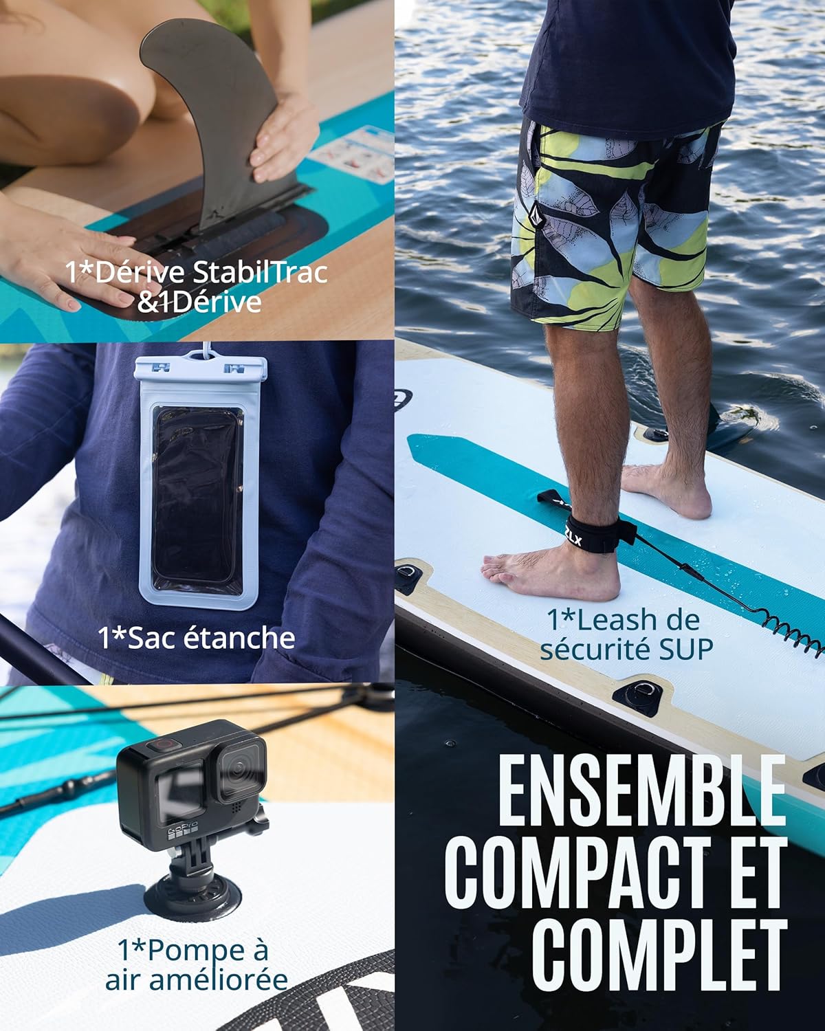 ZLX - Planche Paddle Touring - 350cm - rapide, stable, siège kayak, charge 180kg