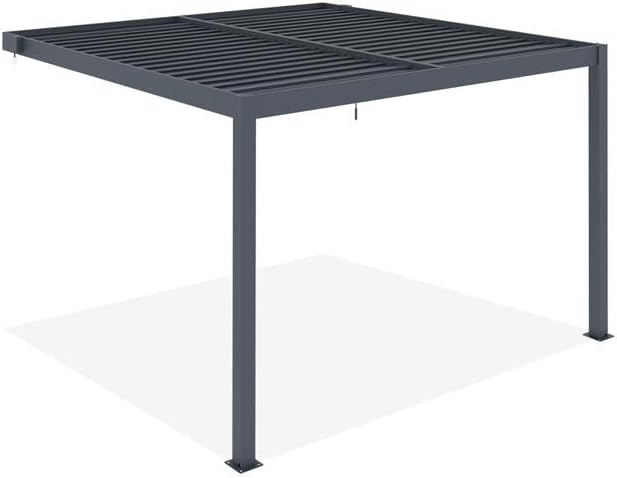 CAZEBOO - Piana - 3x3m pergola adossée aluminium, lames acier, vent/soleil/pluie