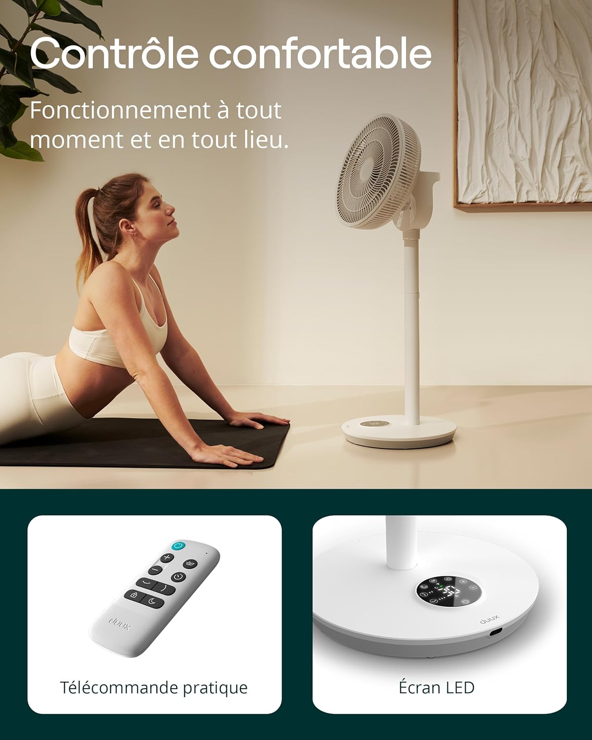 Duux - Whisper Flex 2 - 54-92cm - ventilateur silencieux, mode nuit, 2W, télécommande