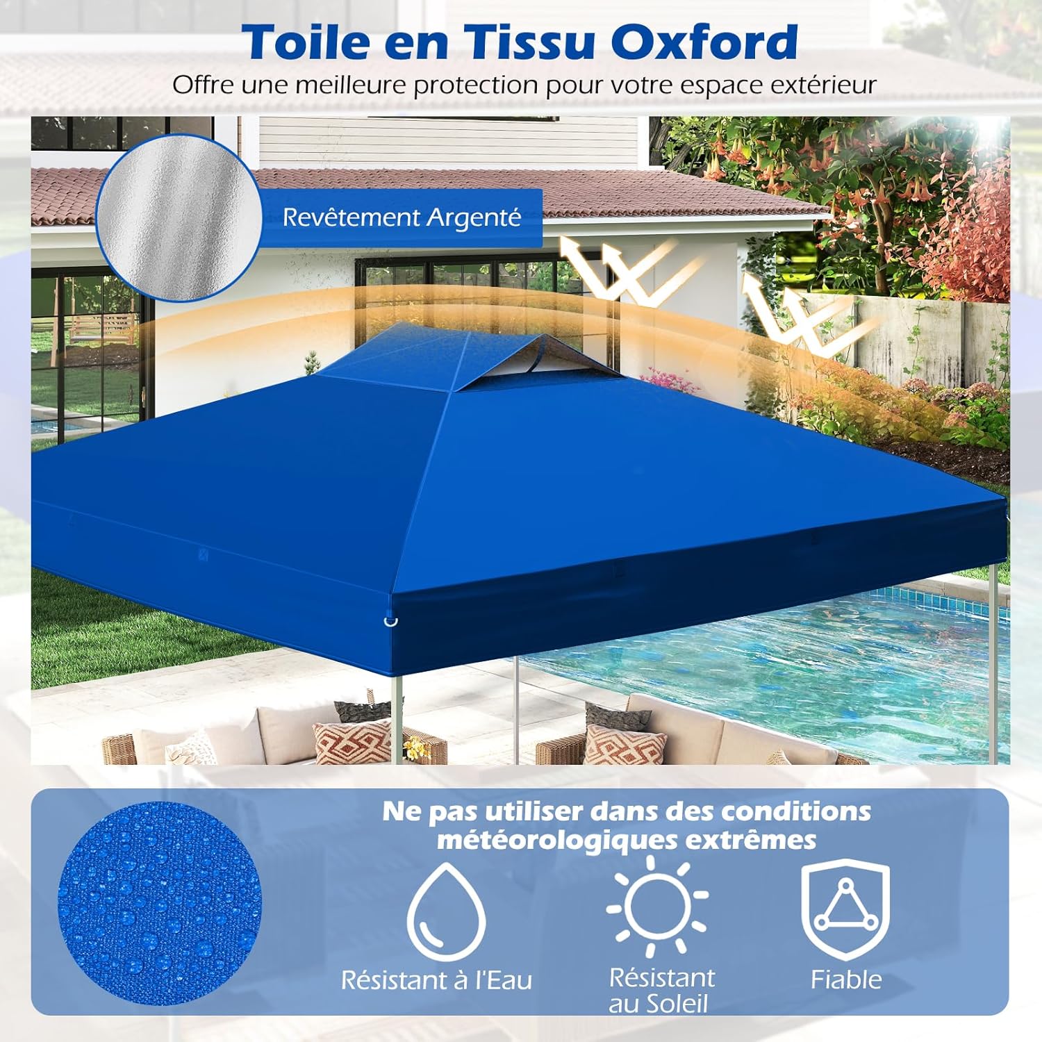 GOPLUS - tonnelle de jardin pliante 3x3m, toit ventilé, sac de transport, protection solaire