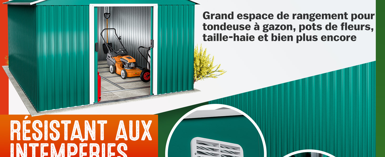 abri de jardin metal 5m2 8 m2 10m2 15m2 cabanon de jardin cabane de jardin cabane a outils rangement