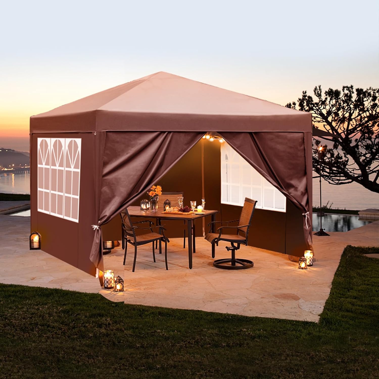 LEADZM - tonnelle pliante - 3x3m - imperméable, UV50+, 4 côtés, réglable