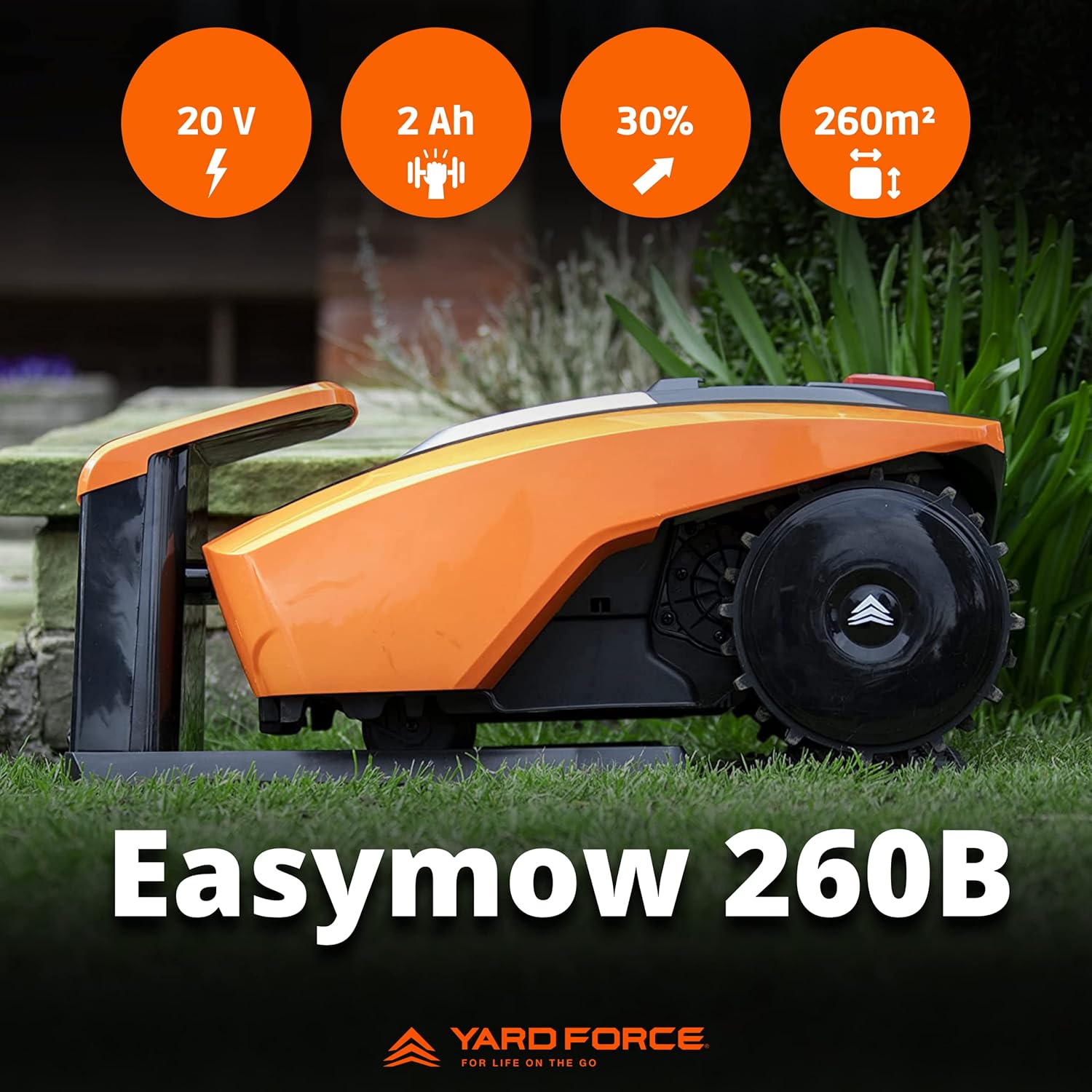 Yard Force - Easymow 260B - 260m² - robot tondeuse, noir/orange