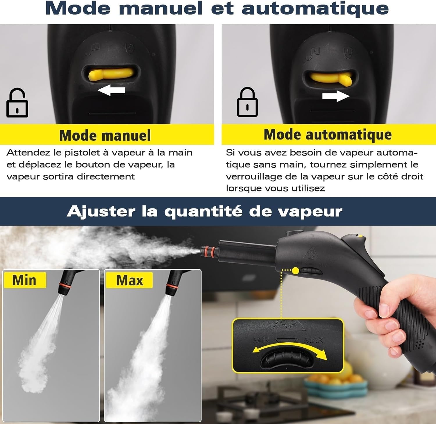 Waitbird - Nettoyeur vapeur 21 accessoires, 248°F, sols & canapés