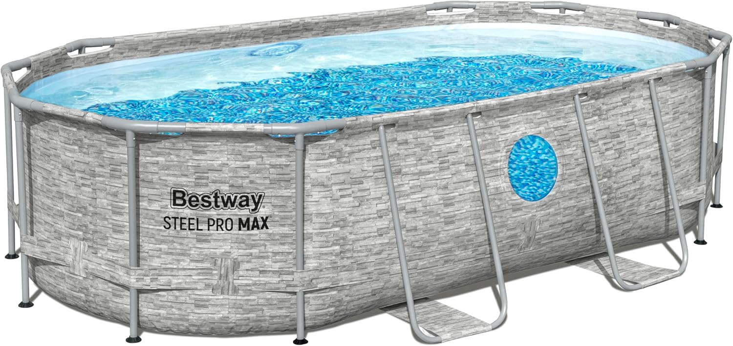 Bestway Steel Pro Max Splashview Kit Piscine Hors Sol - 427 cm x 250 cm x 100 cm - Gris