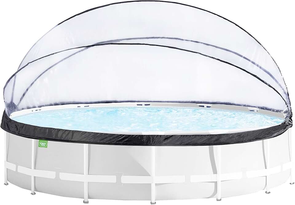 EXIT Toys Dôme Piscine Hors Sol Rond ø 450 cm Universel – Compatible Intex Bestway – Eau Plus Propre et Plus Chaude – Abri Repliable – Transparent