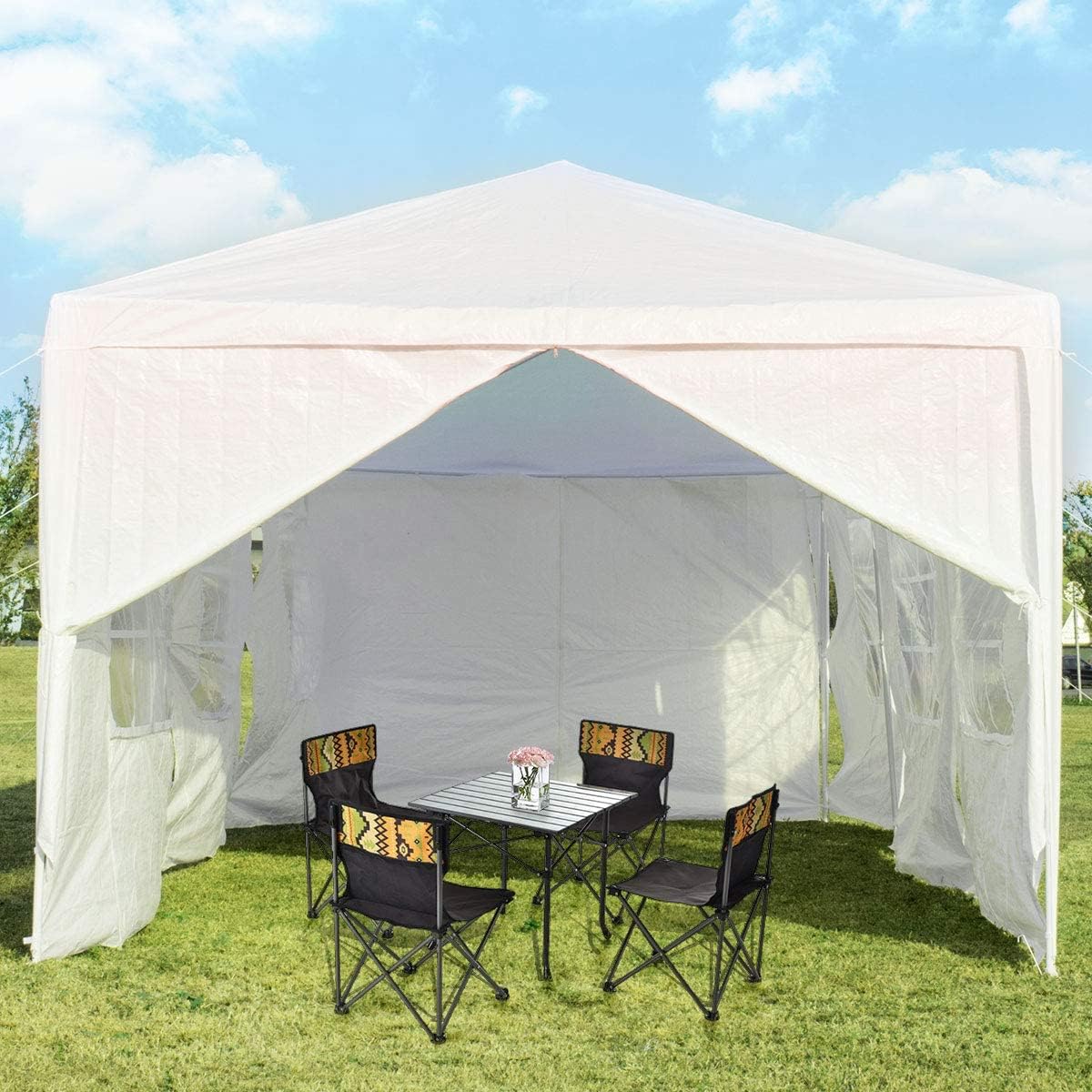 COSTWAY - Tonnelle de Jardin - 3x9m - 6 murs, 2 portes, abri robuste