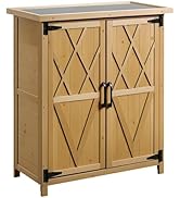 Outsunny Abri de Jardin Armoire de Jardin pour Outils 75L x 40l x 90H cm 3 étagères 2 Portes Toit...