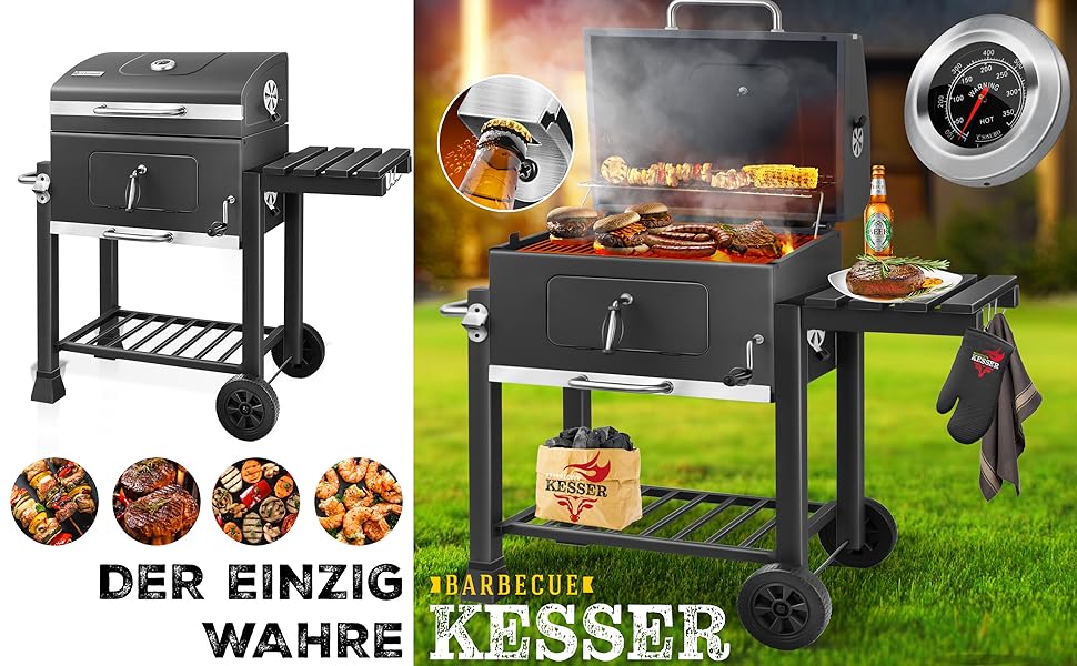 Holzkohlegrill in Grau