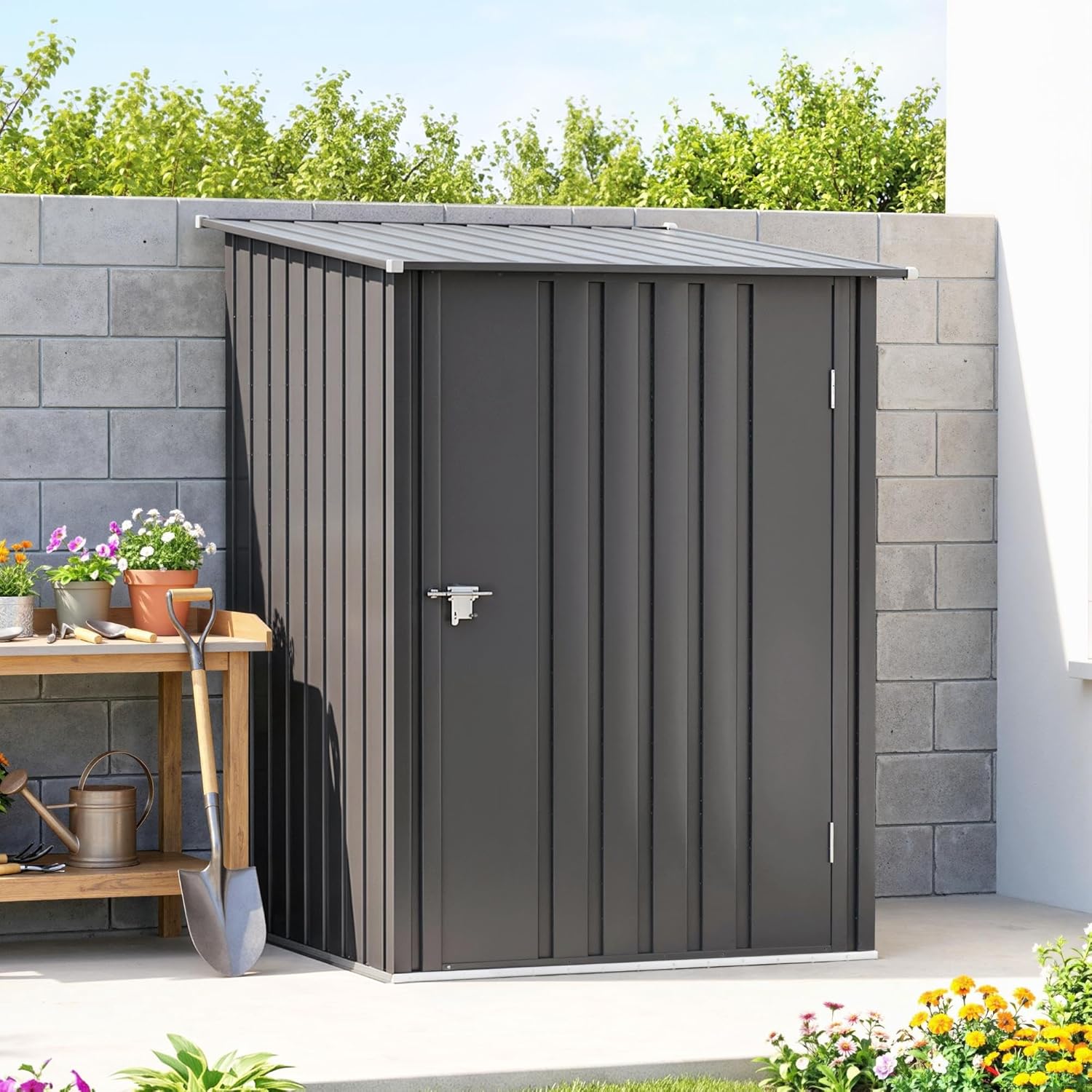 Outsunny - abri de jardin compact 1m², acier ondulé, porte verrouillable, 1x1,03x1,6 m