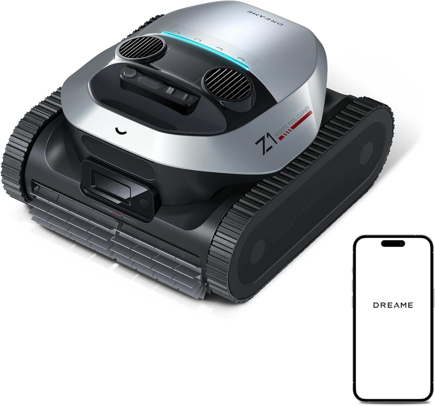 DREAME Z1 Robot Piscine sans Fil, Puissance d'Aspiration 30 000 LPH, Nettoyage du Fond, Parois et Ligne d'eau, 240 Min, Jusqu'à 180 m²