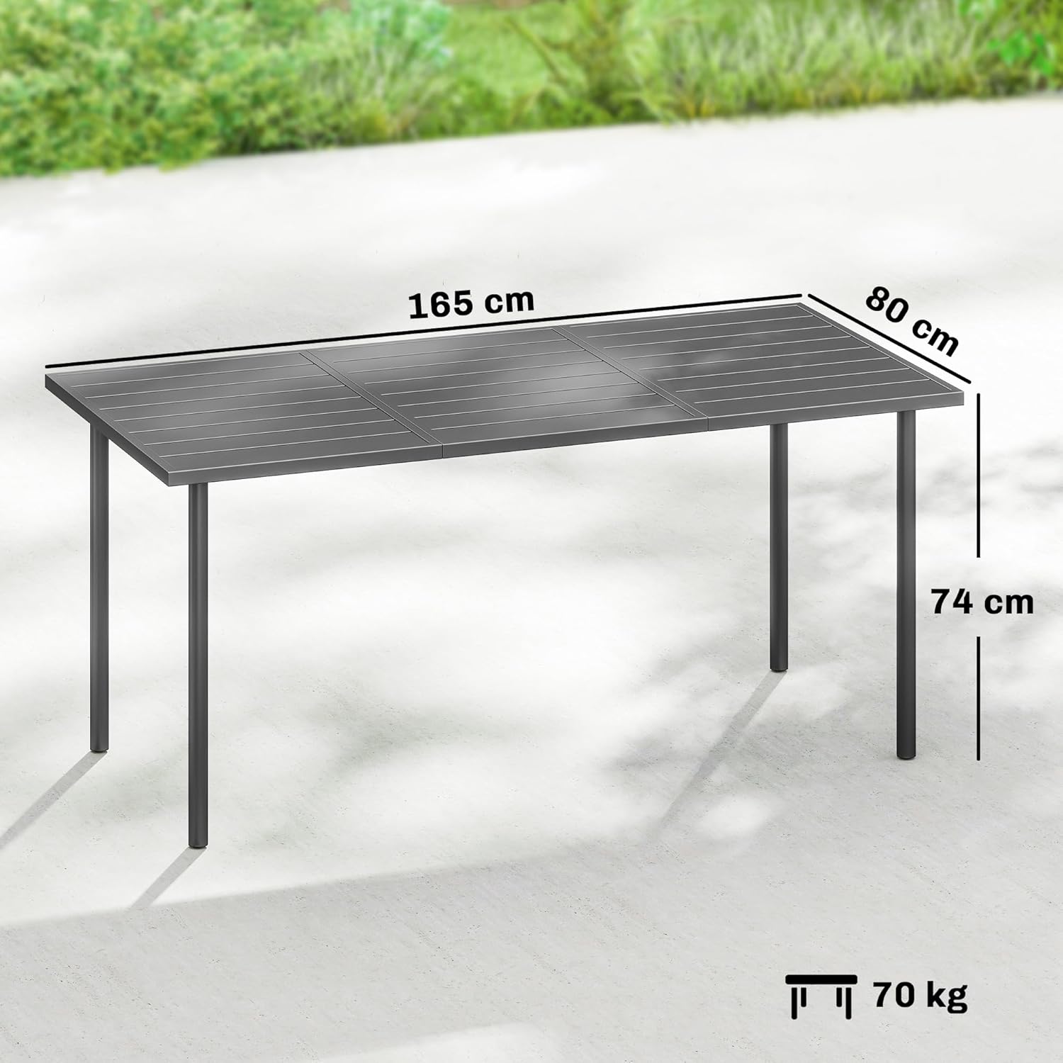 Outsunny - Table jardin série 6 pers - 165x80 cm - métal lattes, extérieur