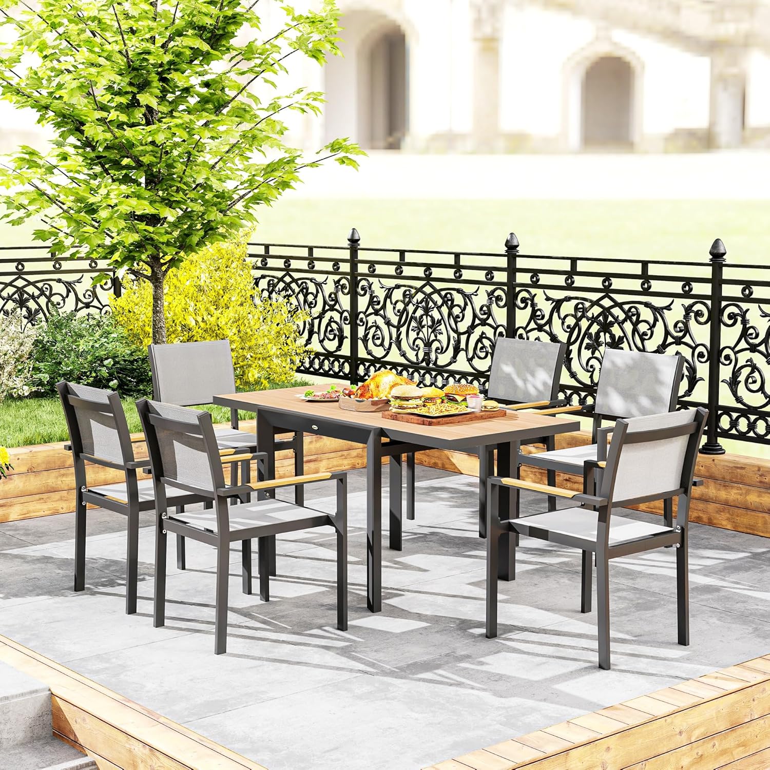 Outsunny - Table extensible aluminium - 80/160x80 cm - résistante, antidérapante, usage extérieur