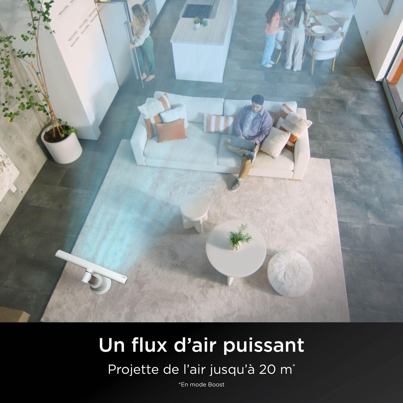 Shark TurboBlade Ventilateur colonne sans pale, Rafraîchissement multidirectionnel à haute vitesse jusqu’à 20 mètres, Discret, 10 vitesses, 180°, Facile à nettoyer, Blanc TF200SEUWH
