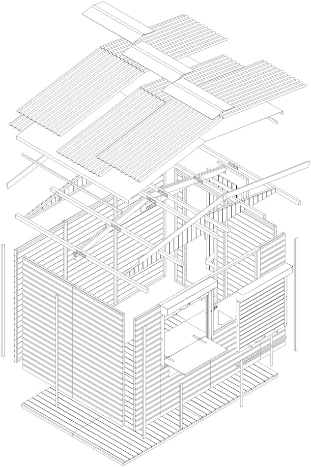 Timbela - Abri de jardin bois, 6m², 2 fenêtres, volets roulants, 336x263x232 cm - M150Z