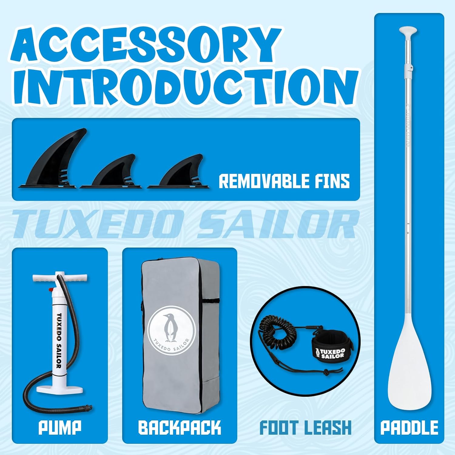 Tuxedo Sailor Paddle Gonflable Adulte, Planche de Stand Up Paddle Gonflable Sup Paddle Board Gonflable Planche à Pagaie Gonflable avec Accessoires Complets