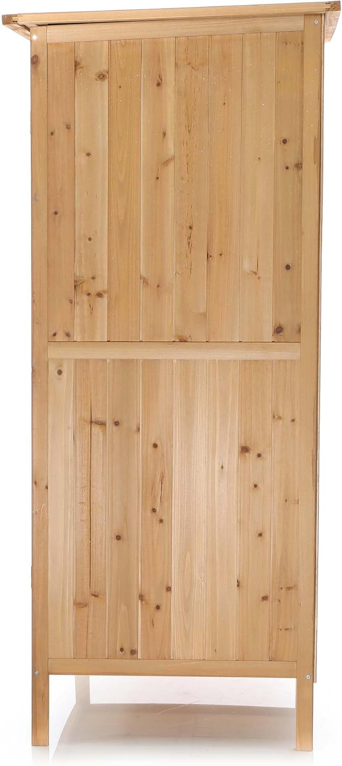 Wiltec Abri de Jardin – 920 x 570 x 1540 mm – en Bois Verni – avec Toit revêtu par PVC et 1 Porte – Cabane Remise pour Rangement Outils pour Jardin, Terrasse & Balcon