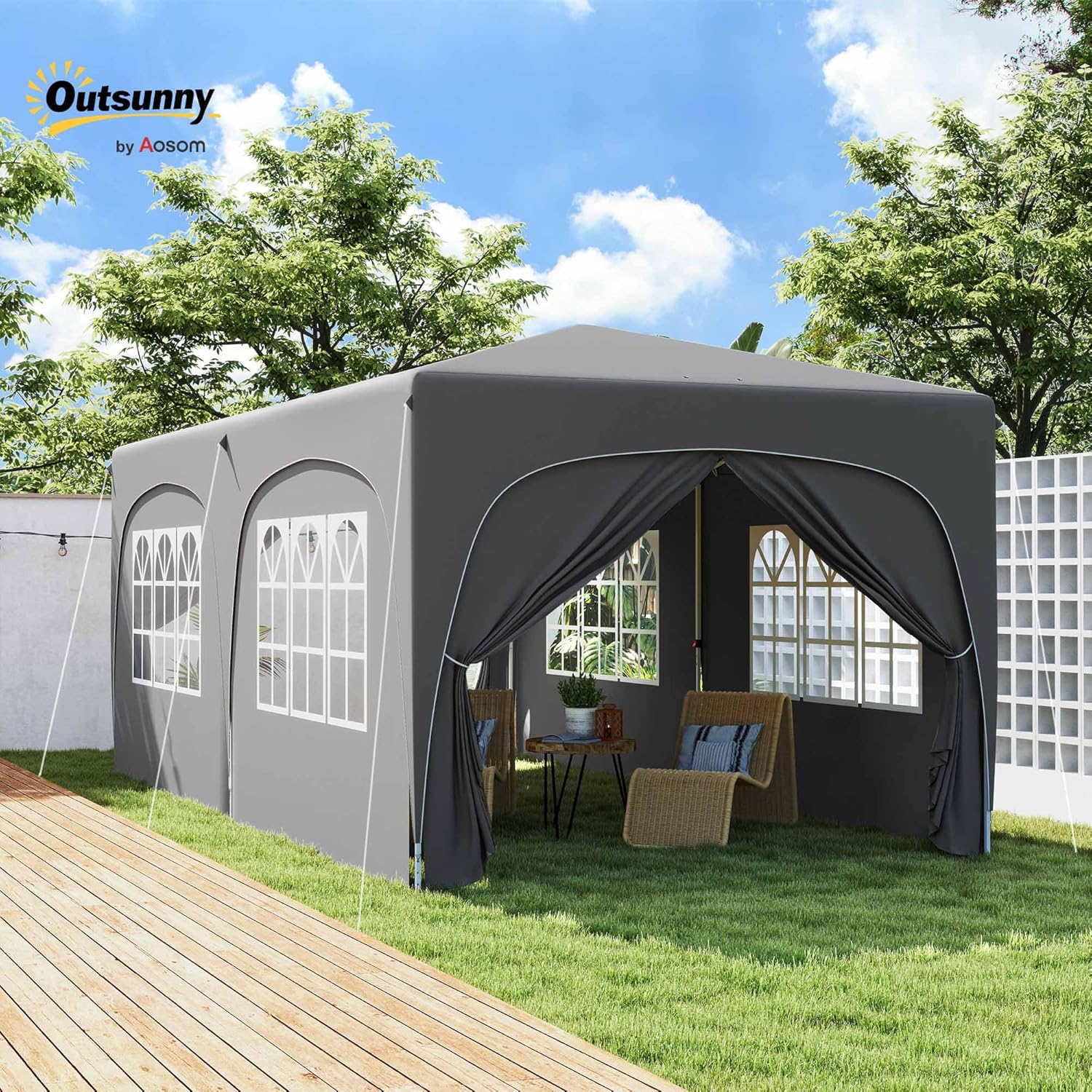 Outsunny - tonnelle pliante 3x6 m - UPF50+, sac, réglable, gris