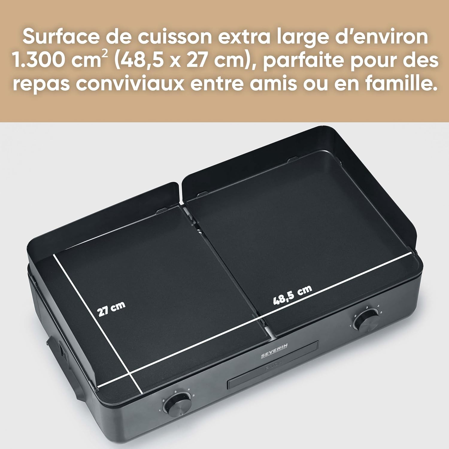 SEVERIN - plancha électrique réglable 240°C, 2200W, surface céramique, PG 8569