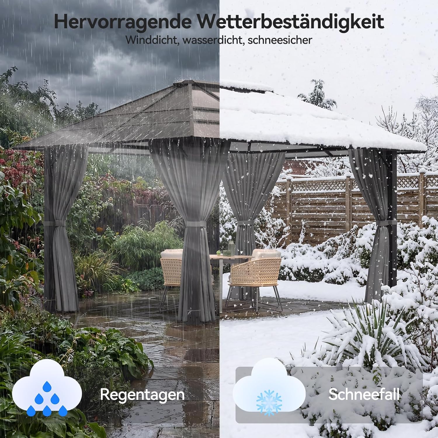 Devoko - tonnelle aluminium 3x4m - imperméable, toit UV, gris
