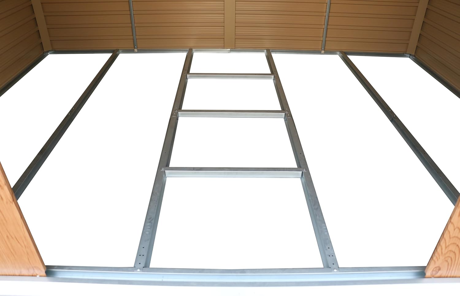 Duramax Alpine 10 x 8 (7,82 m²) Abri de Jardin en métal avec Base, Acier galvanisé à Chaud, Structure de Toit renforcée, Abri de Jardin sans Entretien et résistant aux intempéries, Grain de Bois