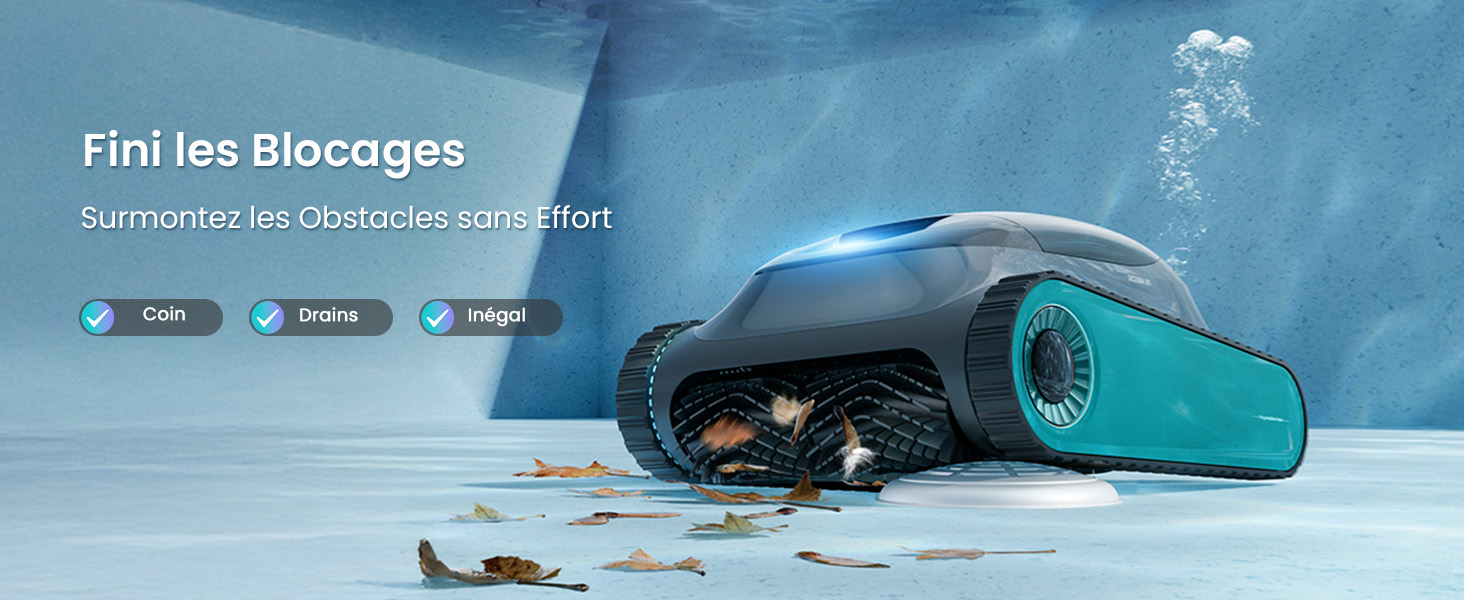 Le texte se lit comme suit : « Trouvez les lilocages ». Casque VR ou AR de couleur turquoise illustré sur une surface bleue.