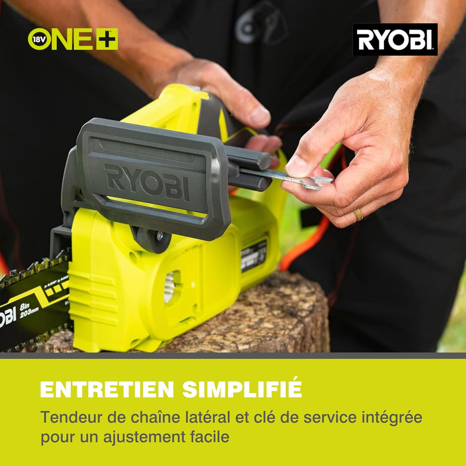 Ryobi - Tronçonneuse sans fil ONE+ 18V, guide 20cm, lubrification auto, RY18CS20A-0