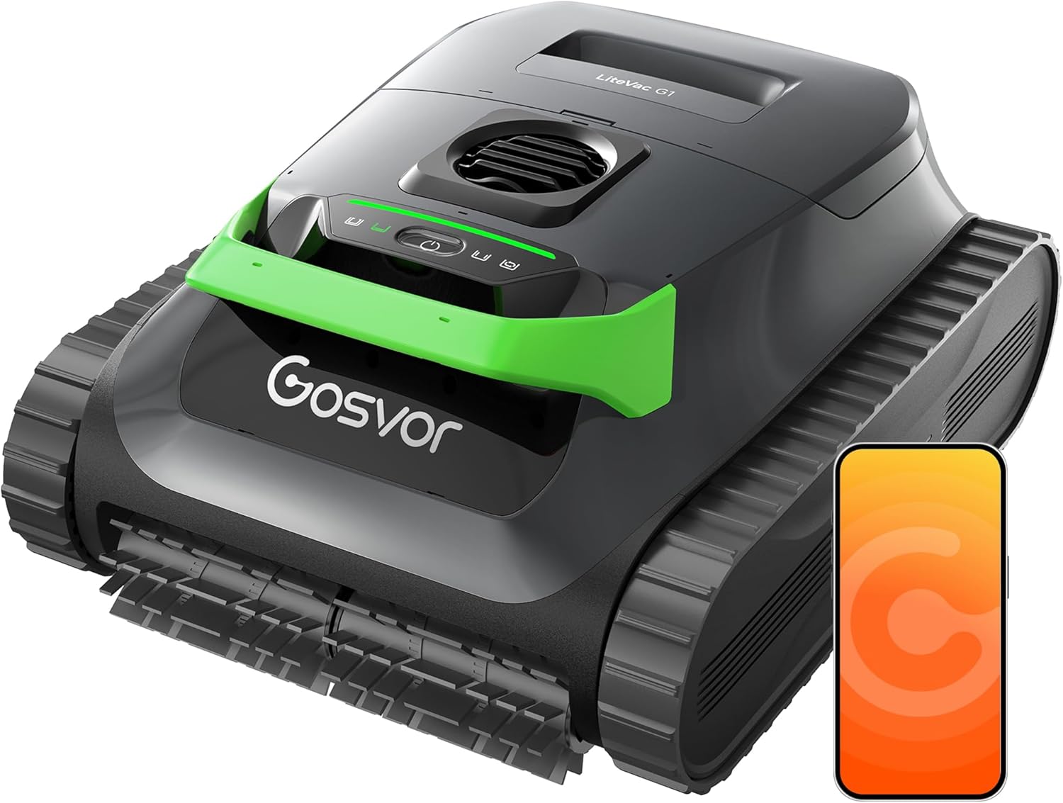 Gosvor LiteVac G1 Robot Piscine Fond et Parois, 6,9 kg Ultra Léger, Jusqu’à 200 Min d’Autonomie, Double Filtration, Navigation Intelligente & App, pour Piscines Jusqu’à 200 m²