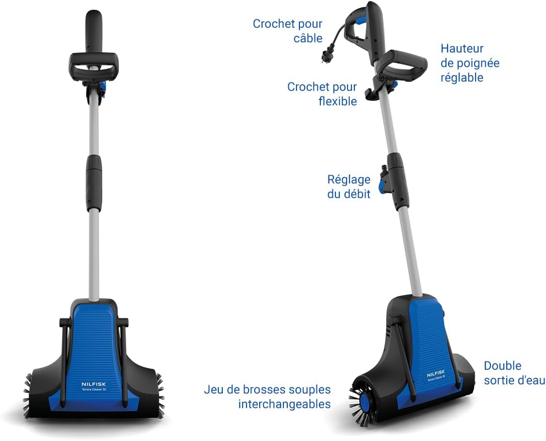 Nilfisk - Nettoyeur terrasse électrique - 600W, brosses rotatives, débit réglable