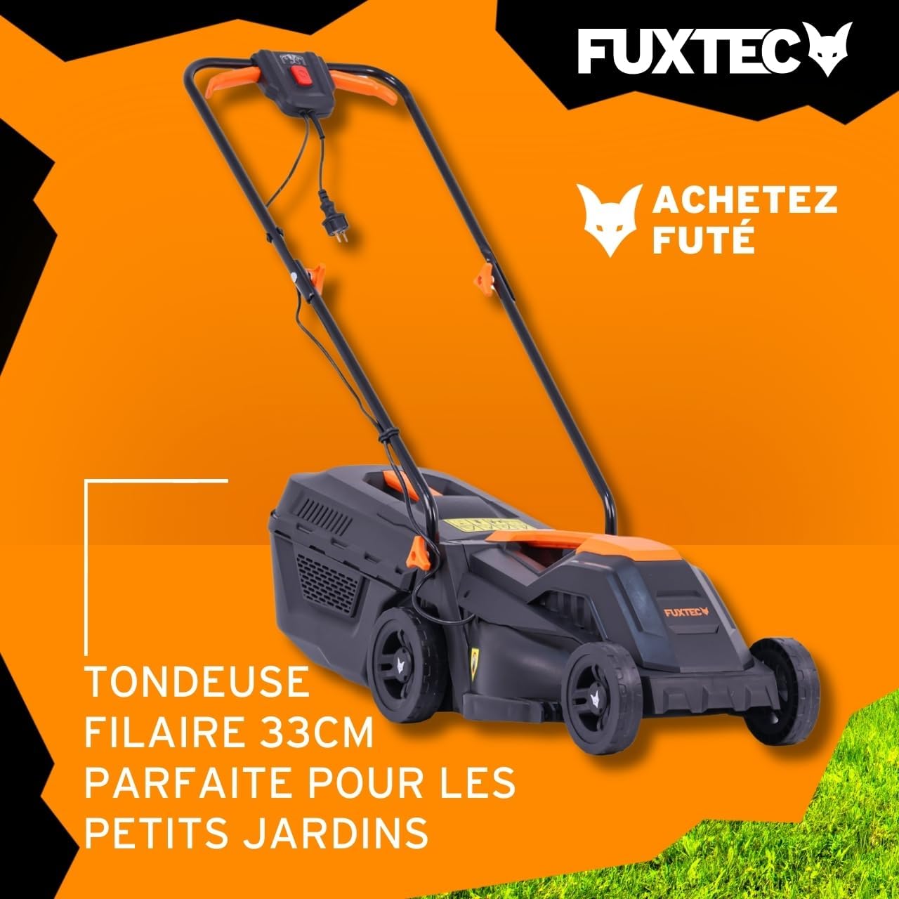 FUXTEC - FX-RME33 - 33cm coupe, 30L bac, 1200W, hauteur 20-60mm FX-RME33