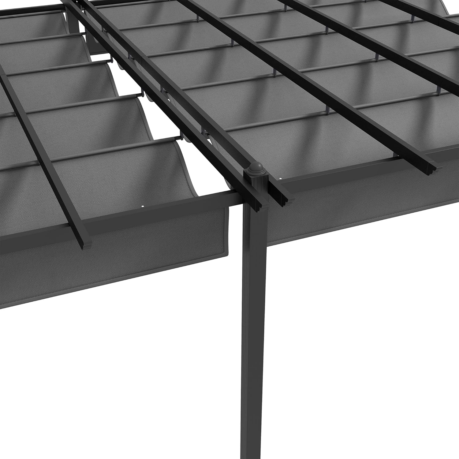 Outsunny - pergola aluminium rétractable 3,6x6m terrasse gris foncé