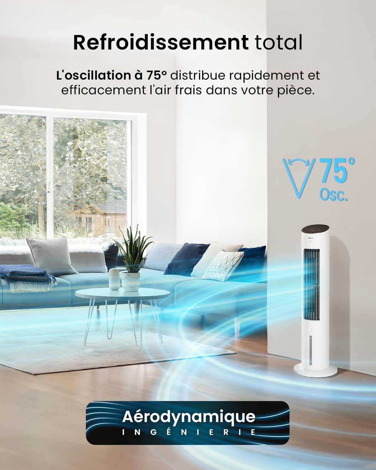 Pro Breeze - OmniAir - 5L - 3 vitesses, 4 modes, minuterie 7h, clim mobile