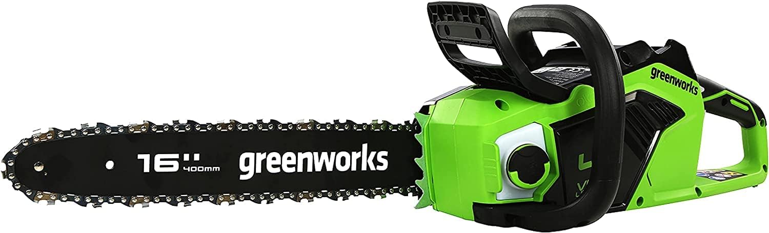 Greenworks GD40CS18 Tronçonneuse à Batterie avec Moteur Sans Balais, Longueur du Guide-Chaîne de 16-Pouces (40 cm), Vitesse de Chaîne de 20 m/s, 3,81kg, Anti-Rebond, SANS Batterie 40V et Chargeur